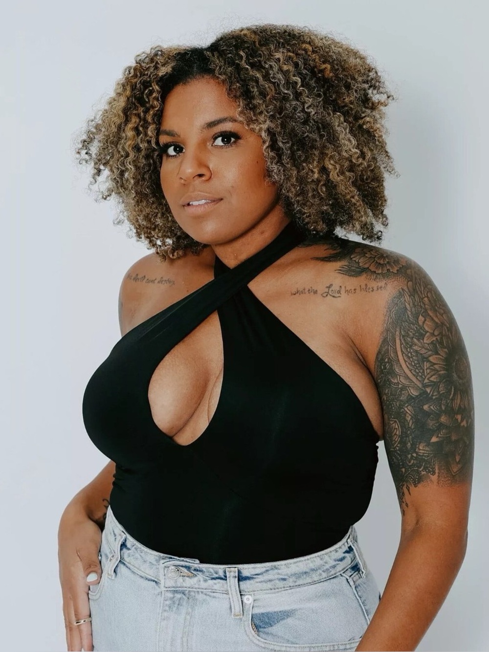 Klassy Network Black Halter Bodysuit